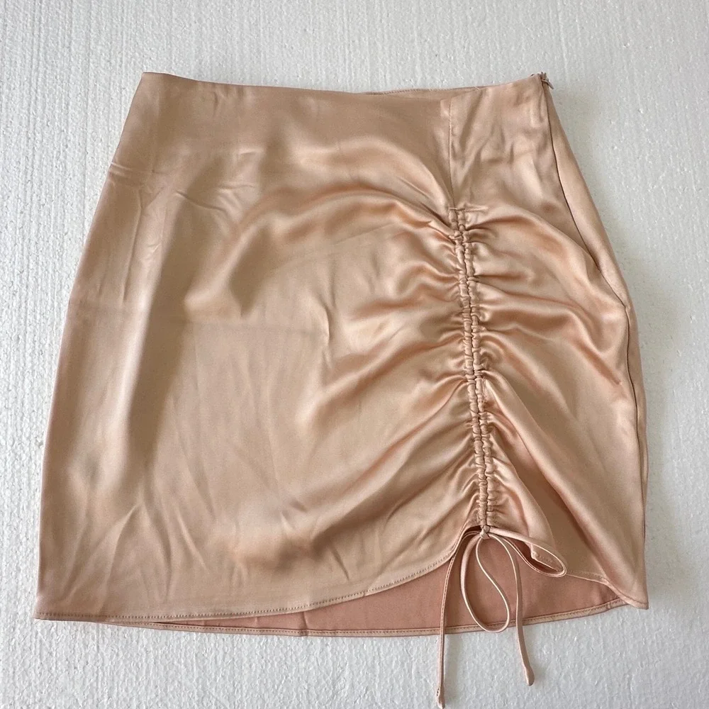 Forever 21 Top Skirt Set Ruched Bodycon Mini Skirt L Peach Blush Hoco Homecoming